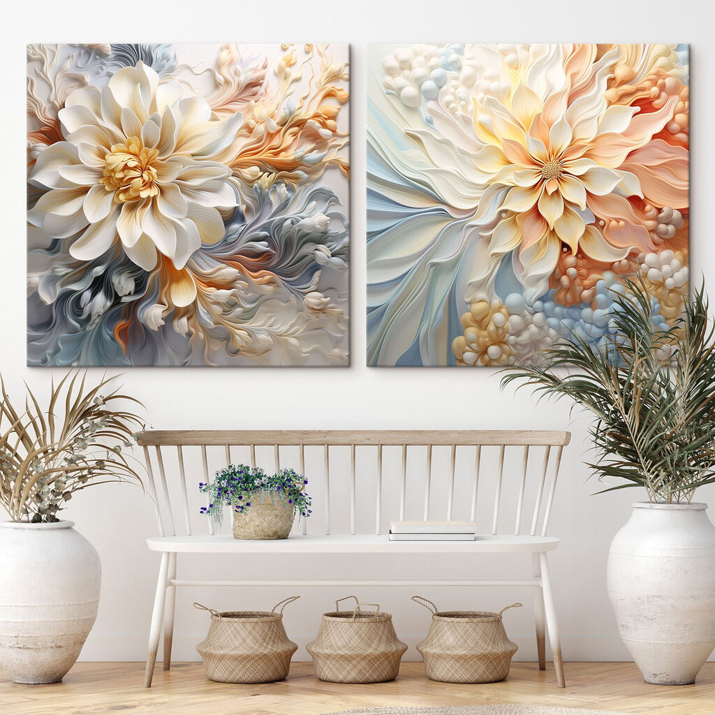 Fleurs en mouvement dans un intérieur