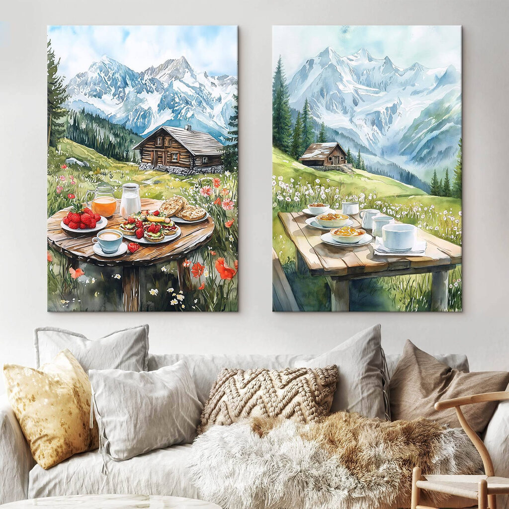 Petit-déjeuner à la montagne dans un intérieur
