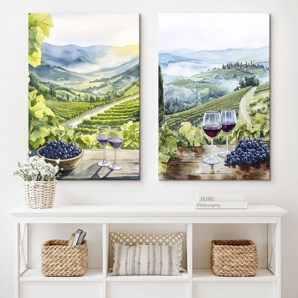 Vue sur les vignes dans un intérieur