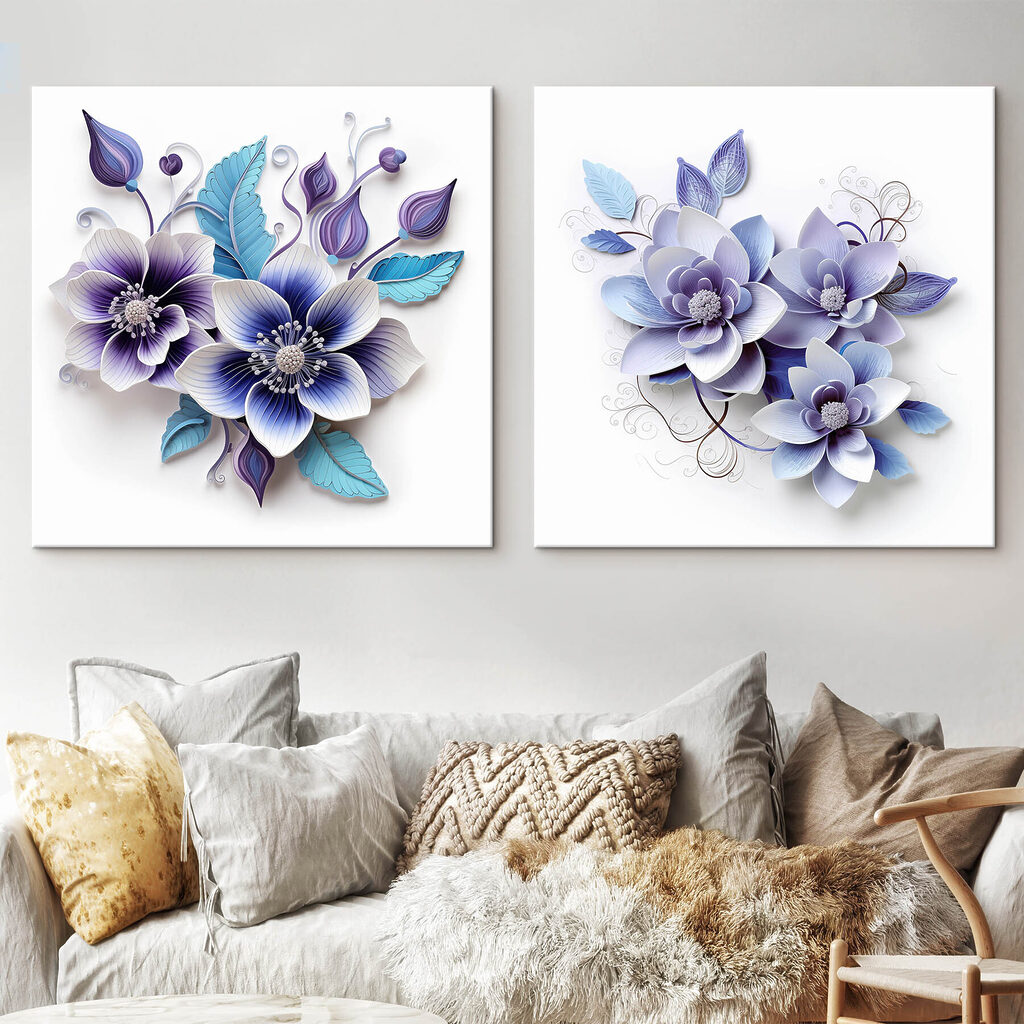Fleurs en tons lilas dans un intérieur