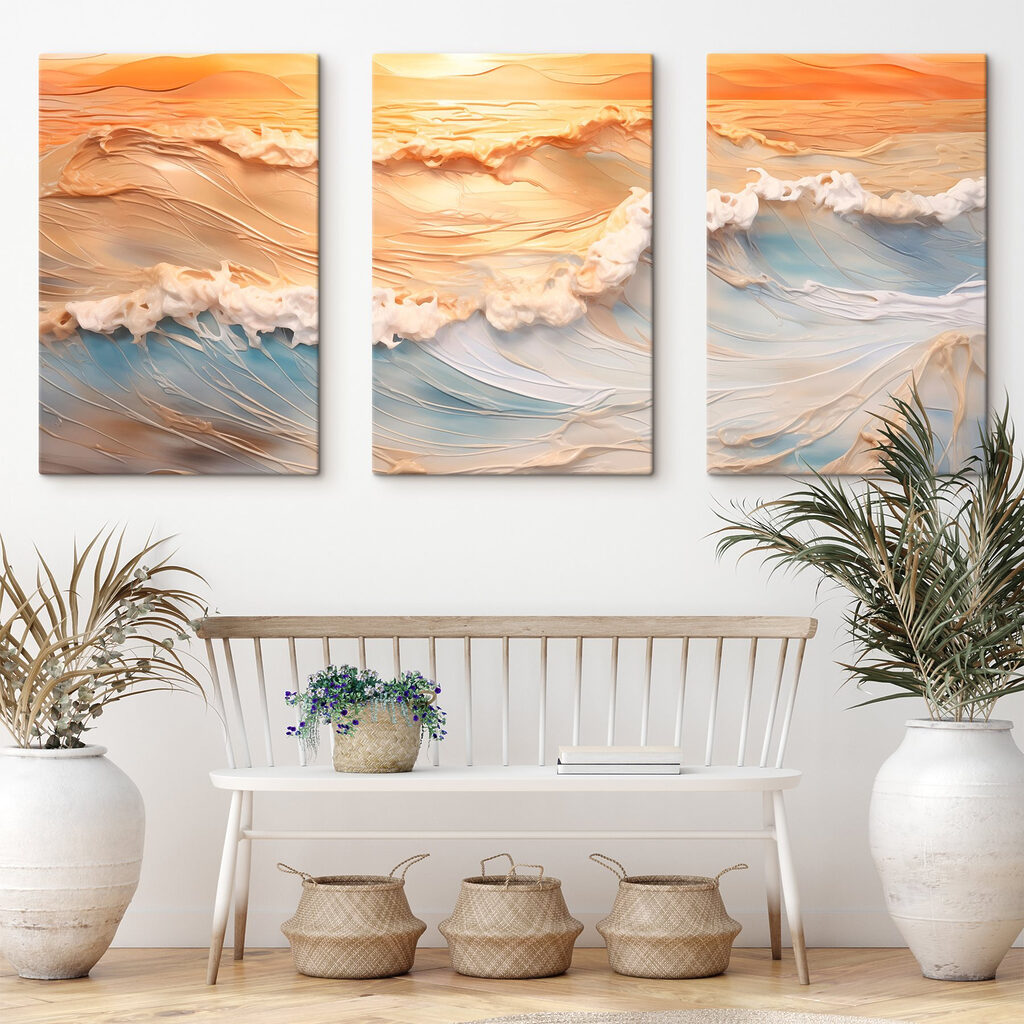 Vagues au crépuscule dans un intérieur