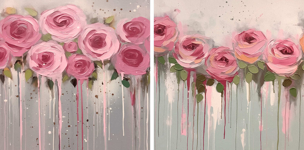 Roses alignées — motif complet