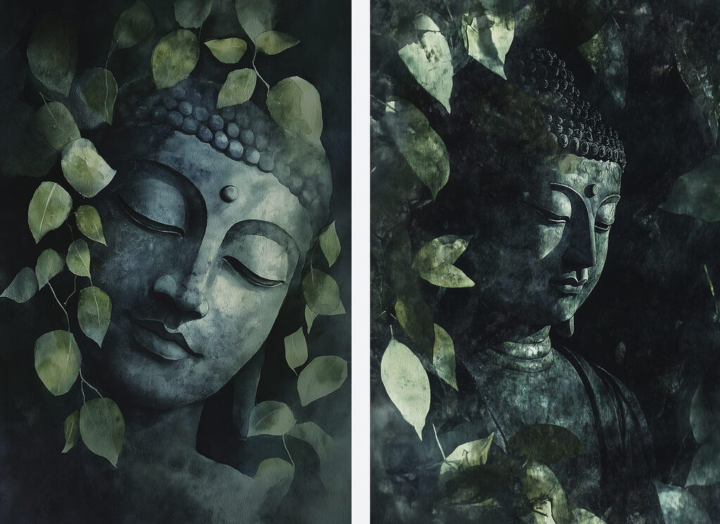 Bouddha dans la verdure — motif complet