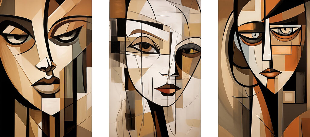 Visages couleur terre — motif complet