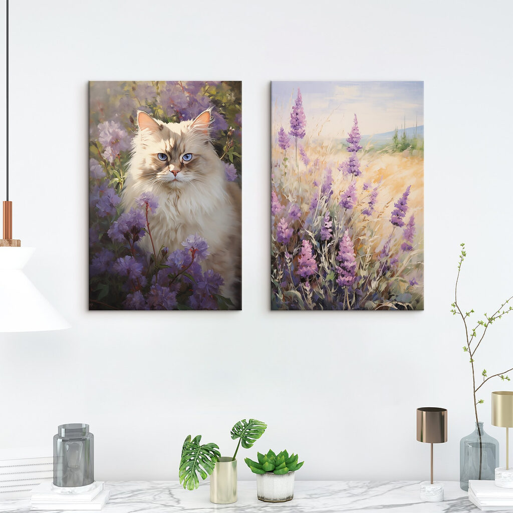 Chat parmi les fleurs — intérieur 1