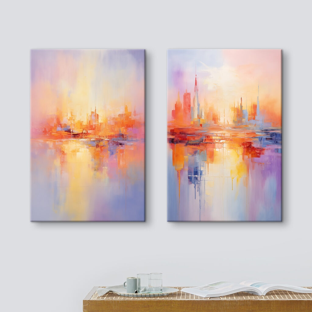 Ville au crépuscule dans un intérieur