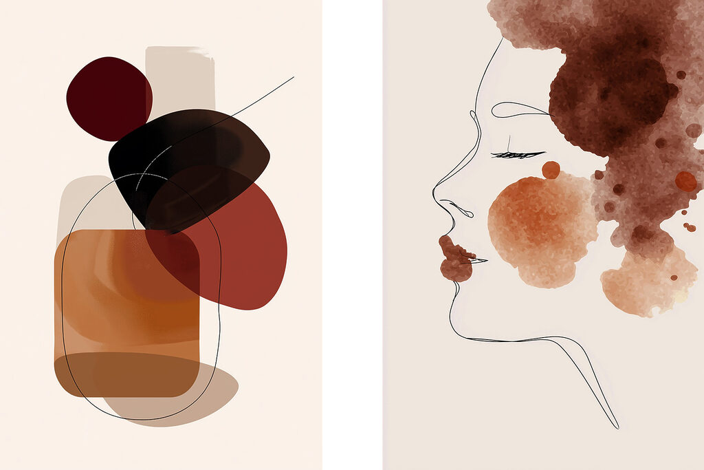 Profil et formes abstraites — motif complet