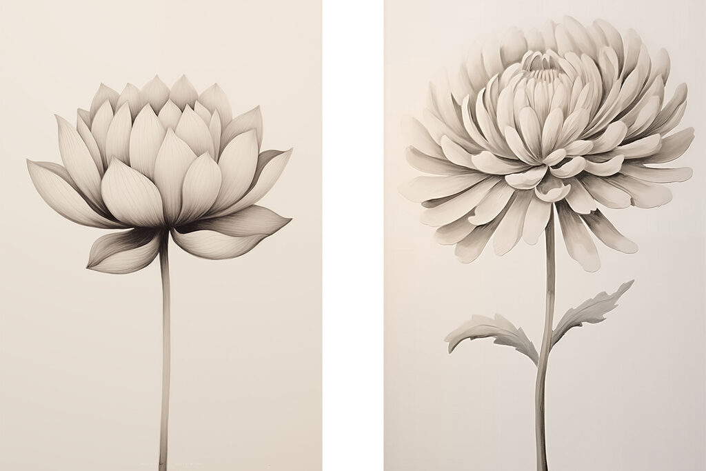 Dessin floral épuré — motif complet