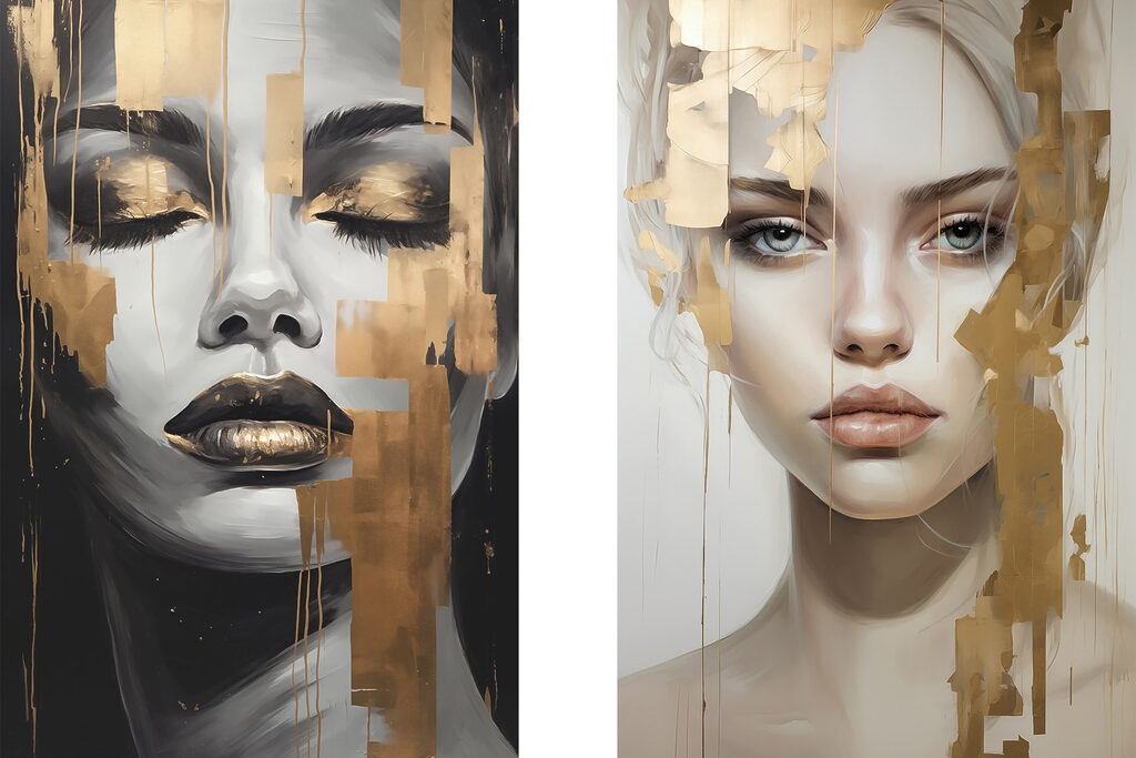 Deux visages de femme — motif complet