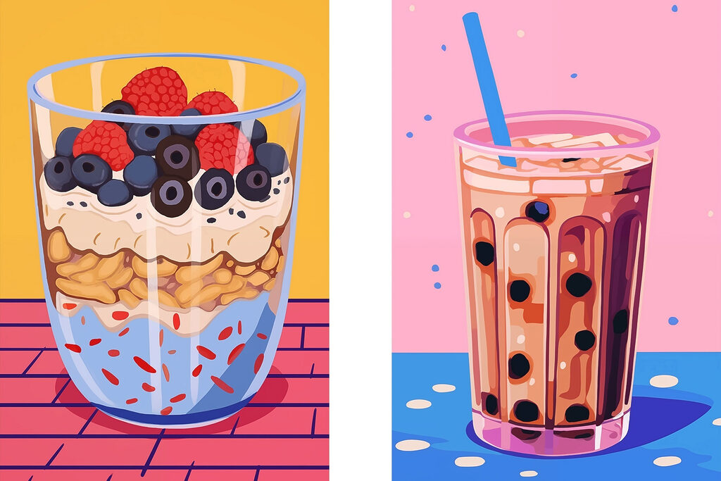 Dessert et bubble tea — motif complet