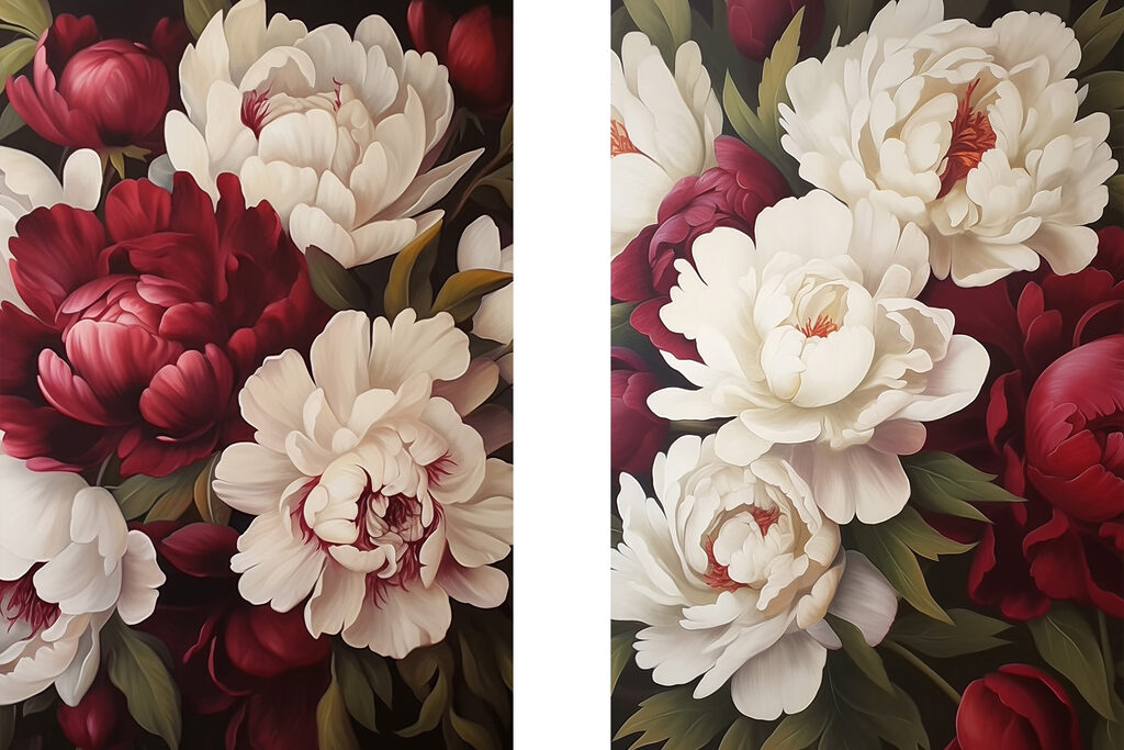 Pivoines en harmonie — motif complet