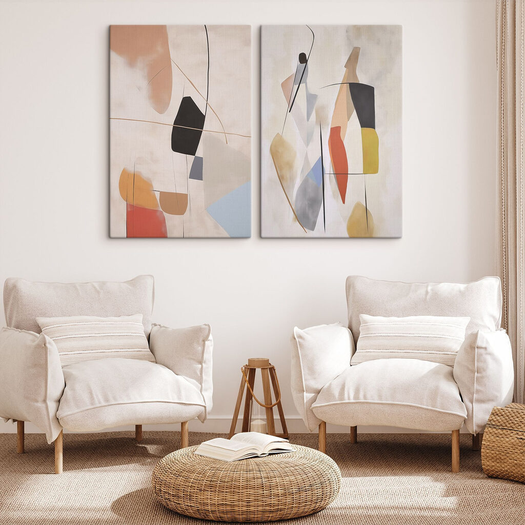 Figures aux formes douces dans un intérieur