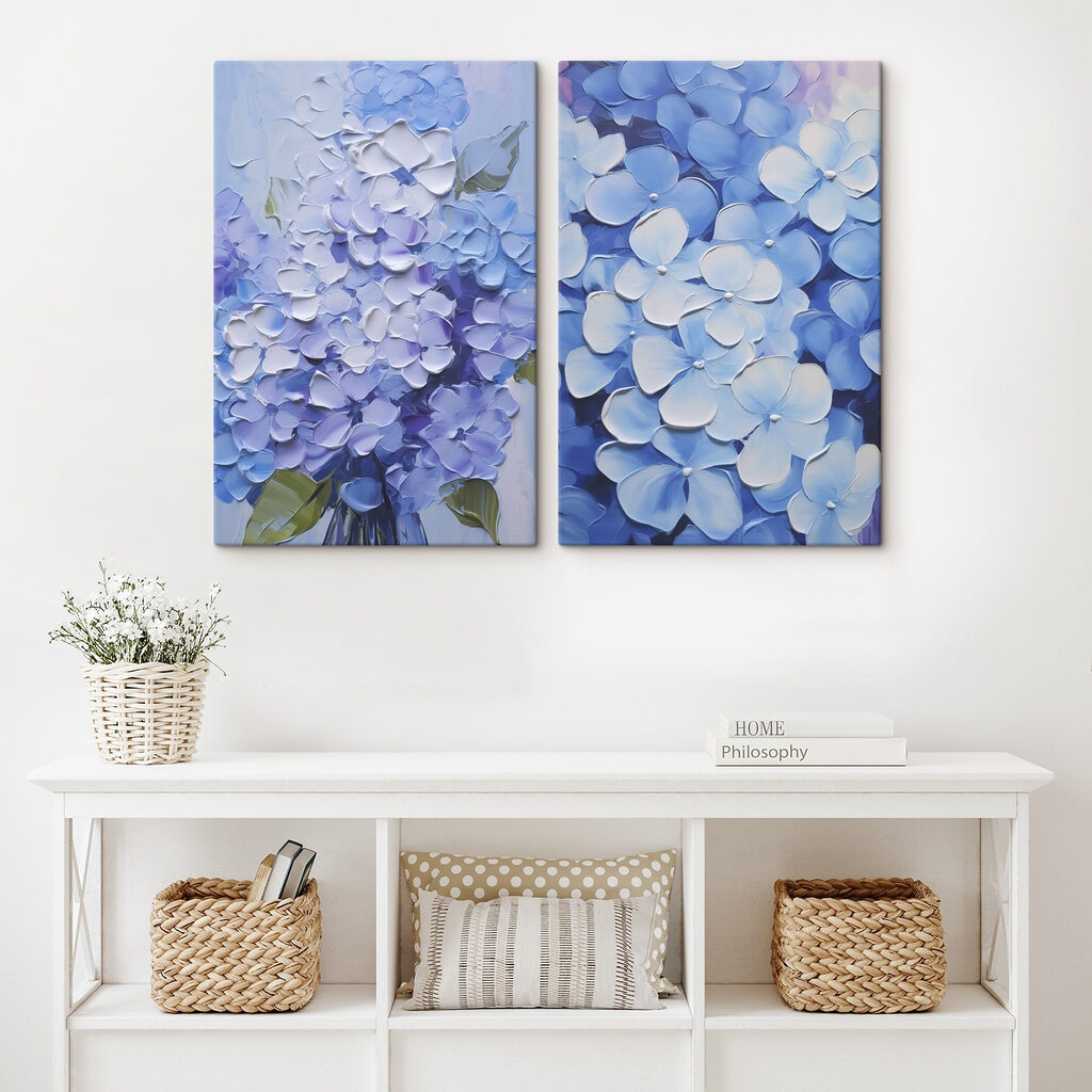Grappes d’hortensias dans un intérieur