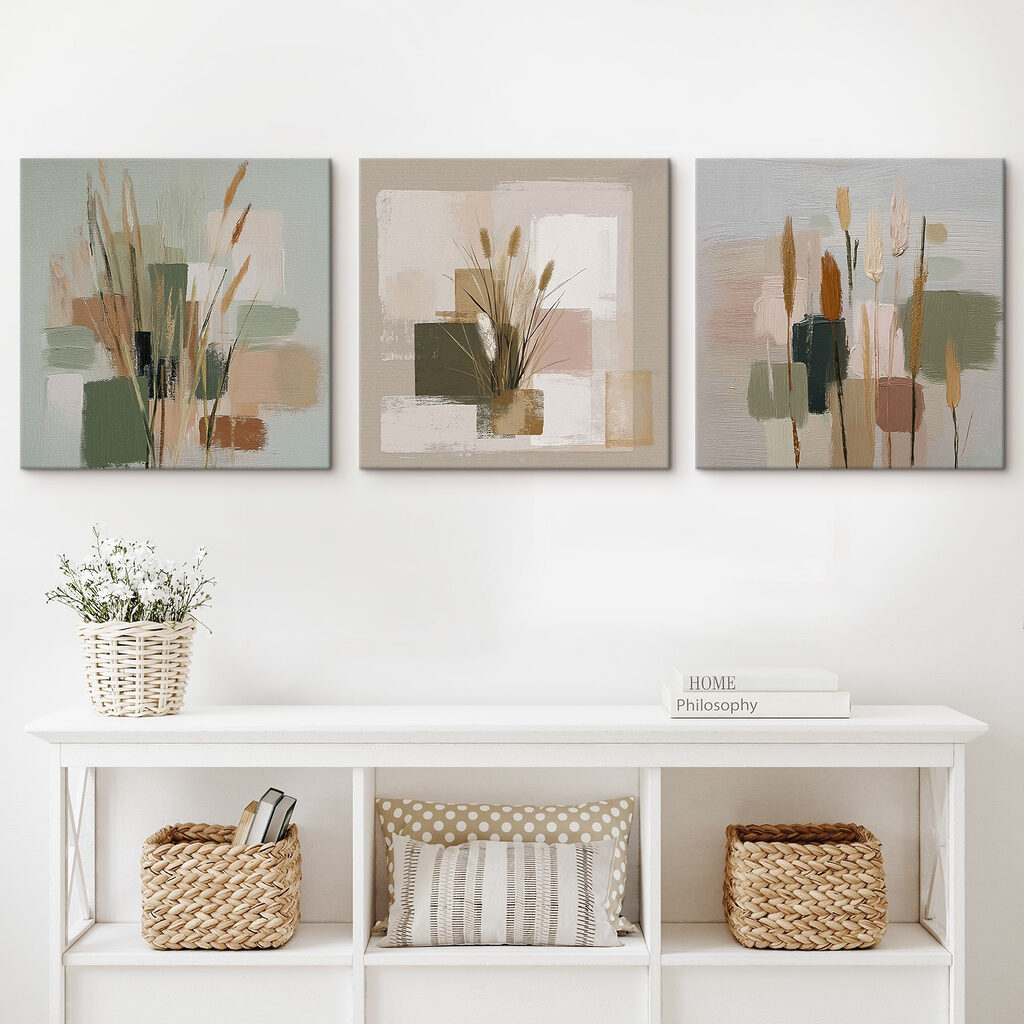 Herbes et aplats colorés dans un intérieur