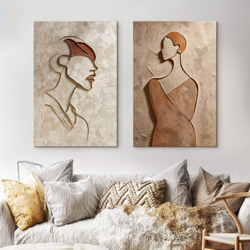 Portrait au trait dans un intérieur