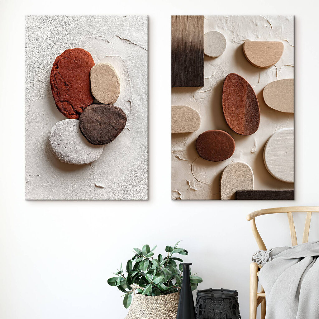 Galets couleur terre dans un intérieur