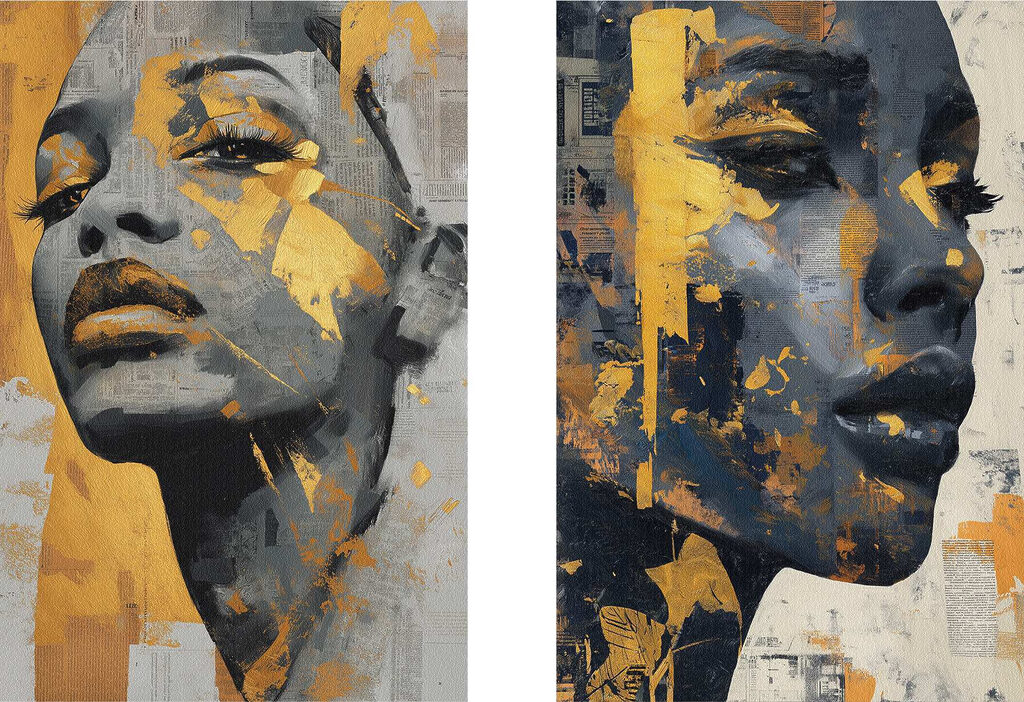 Visages en collage — motif complet