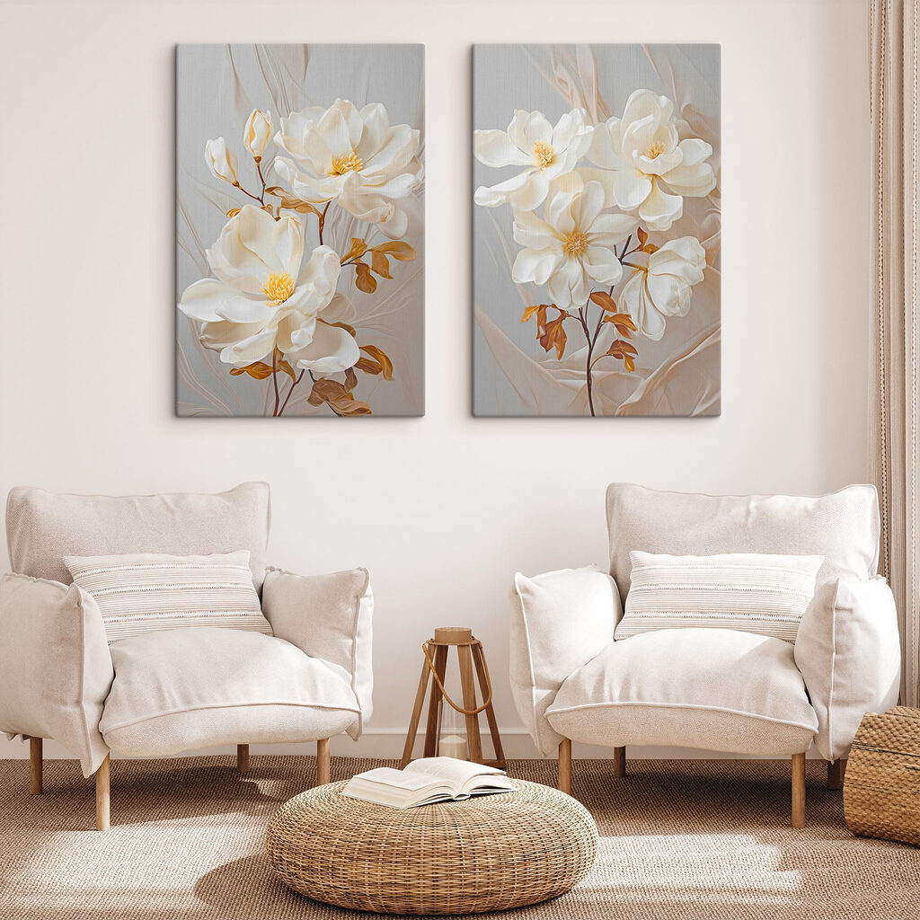 Fleurs sur fond drapé — intérieur 1
