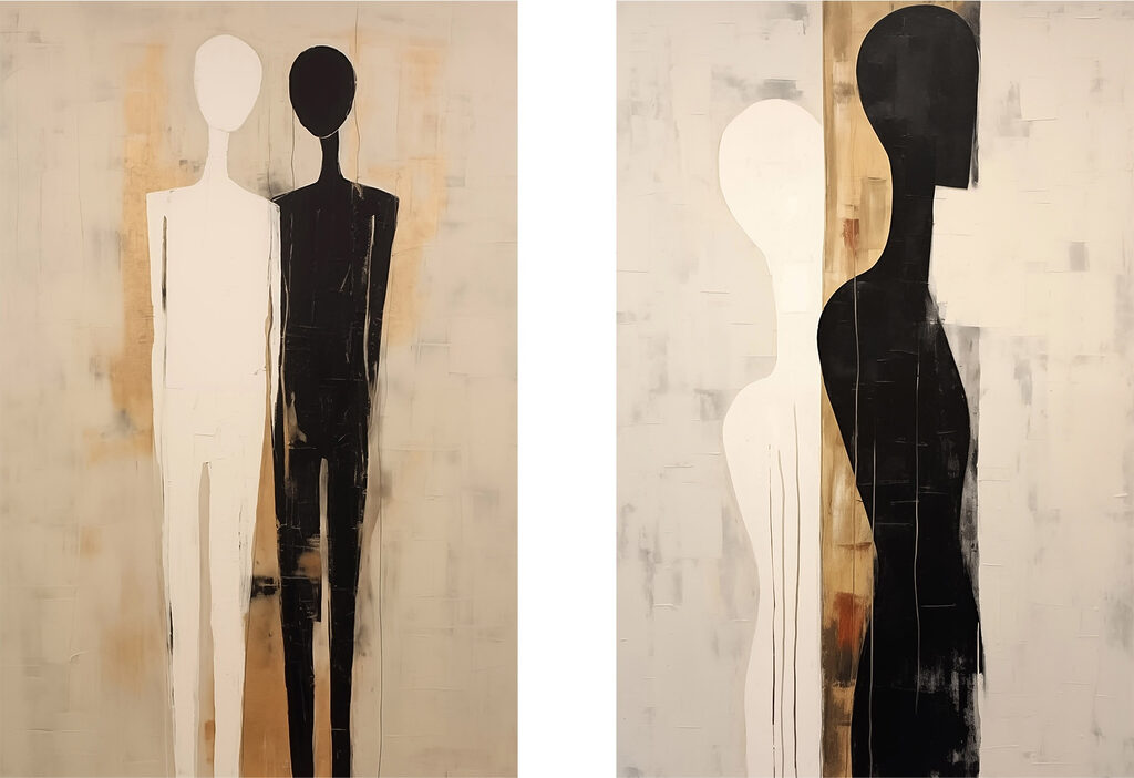 Silhouettes noires et blanches — motif complet