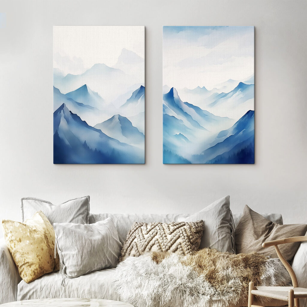 Brume bleue en montagne dans un intérieur