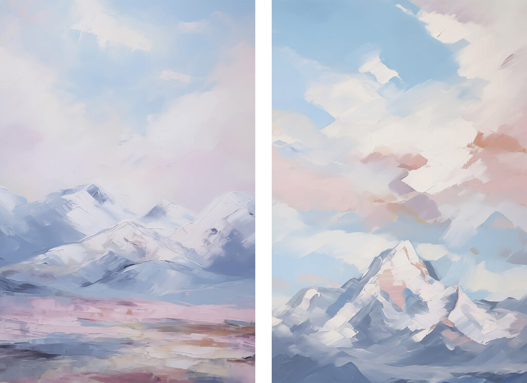 Sommets sous les nuages — motif complet