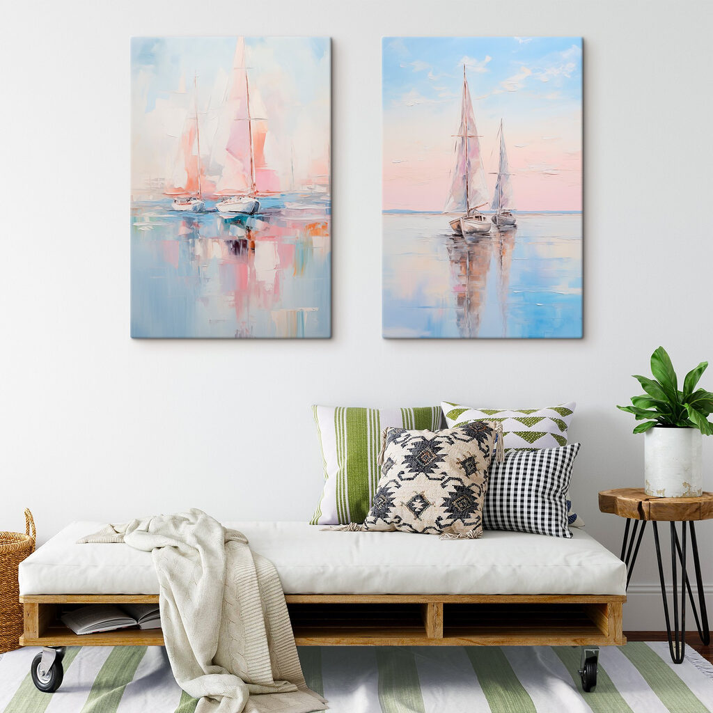 Voiliers aux couleurs douces dans un intérieur