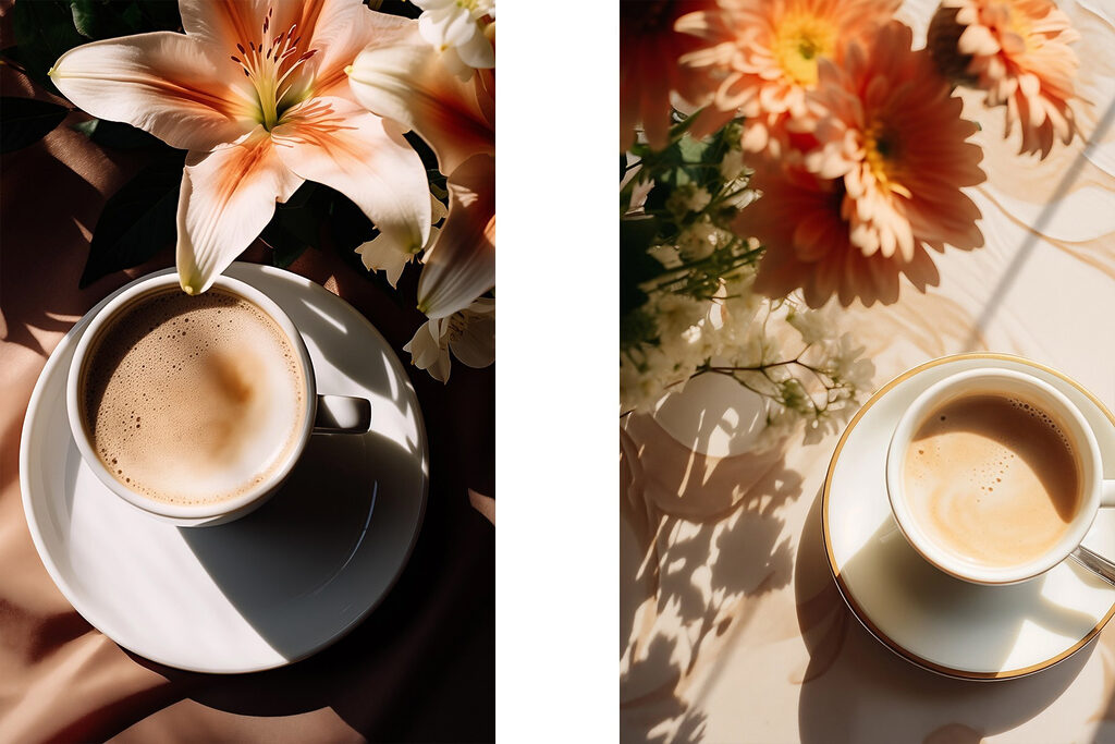 Café et fleurs — motif complet