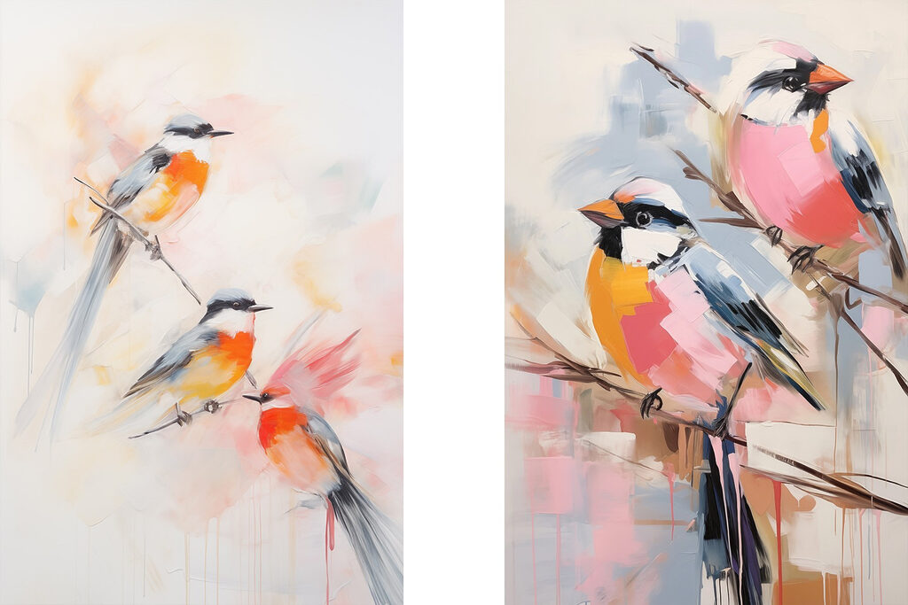 Oiseaux sur les branches — motif complet