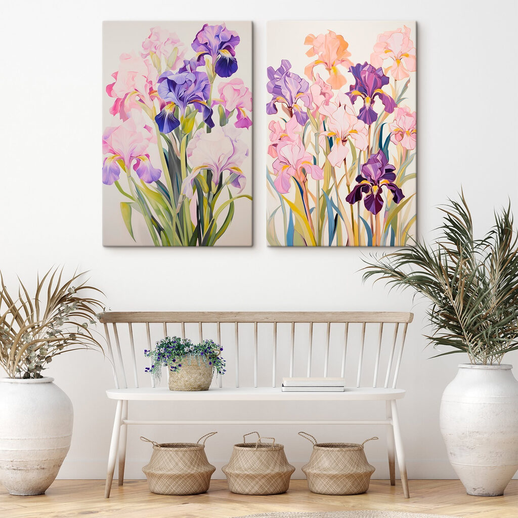 Iris en fleurs dans un intérieur