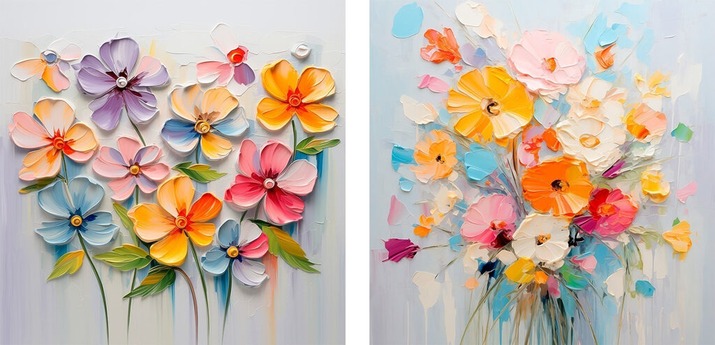 Fleurs gaies sur blanc — motif complet