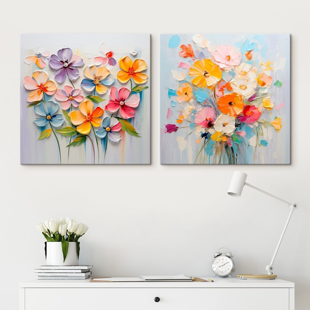 Fleurs gaies sur blanc — intérieur 1