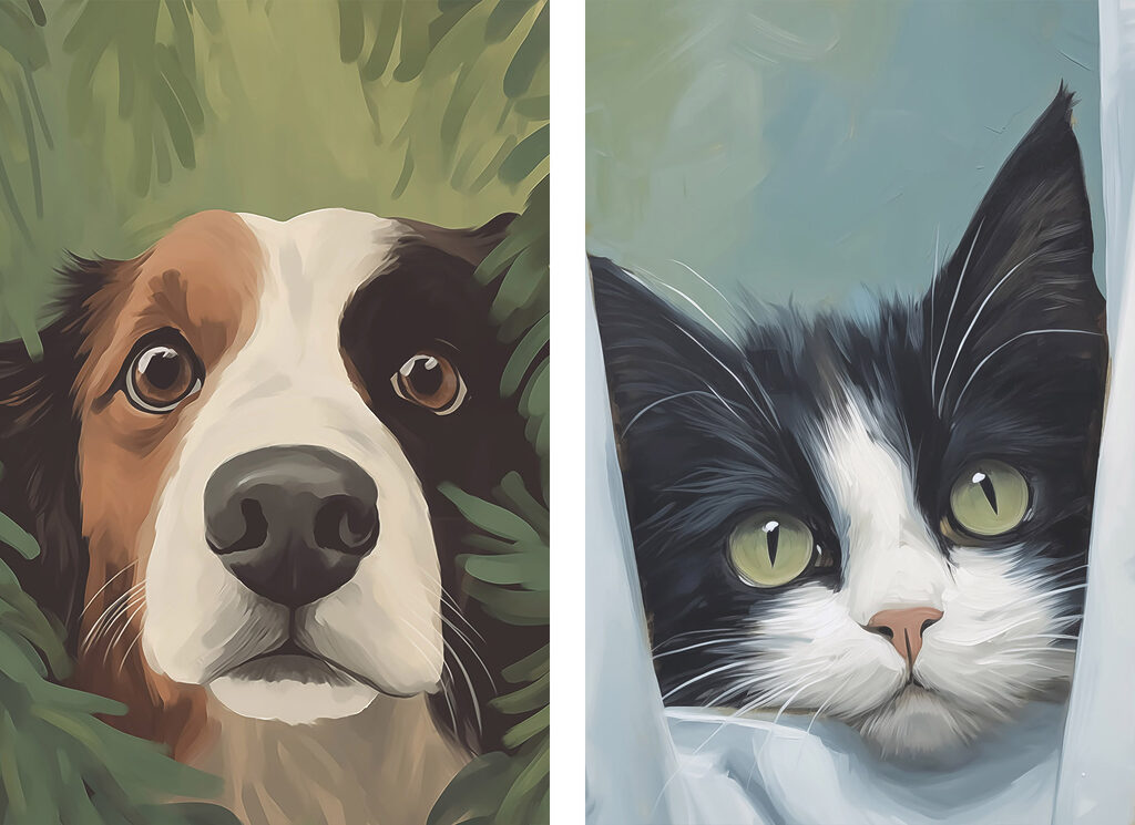 Compagnons curieux — motif complet