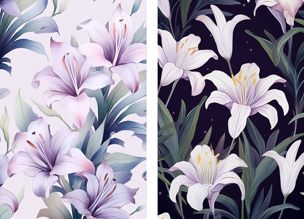 Fleurs en clair-obscur — motif complet