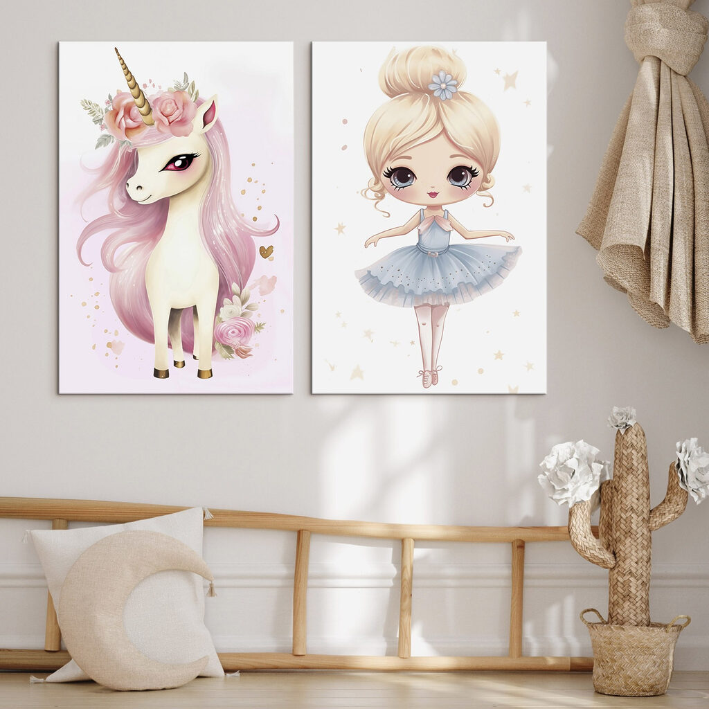 Licorne et petite ballerine dans un intérieur