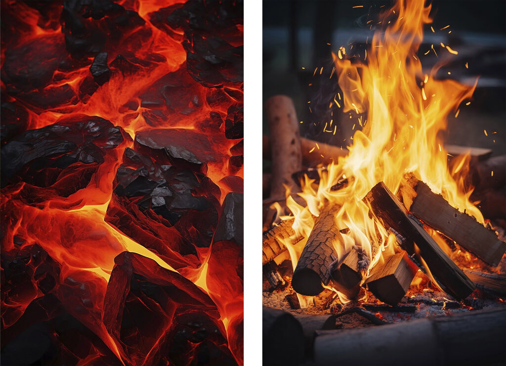 Braises et flammes — motif complet