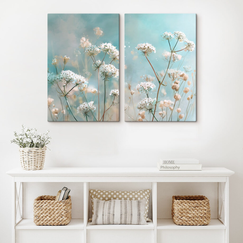 Ombelles sous ciel bleu dans un intérieur