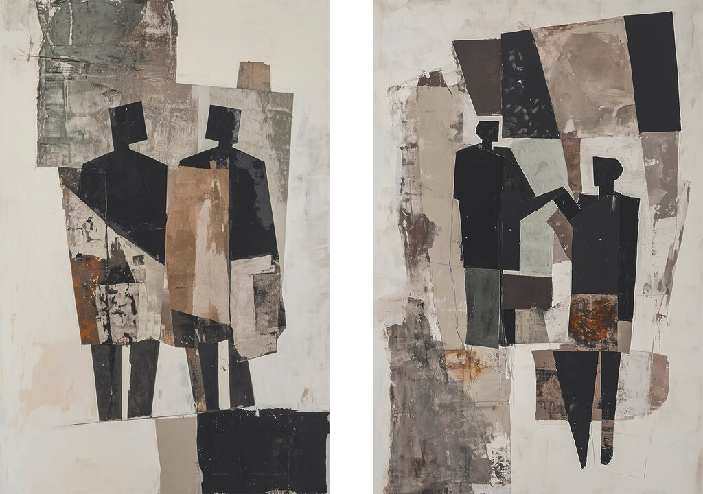 Personnages en collage — motif complet