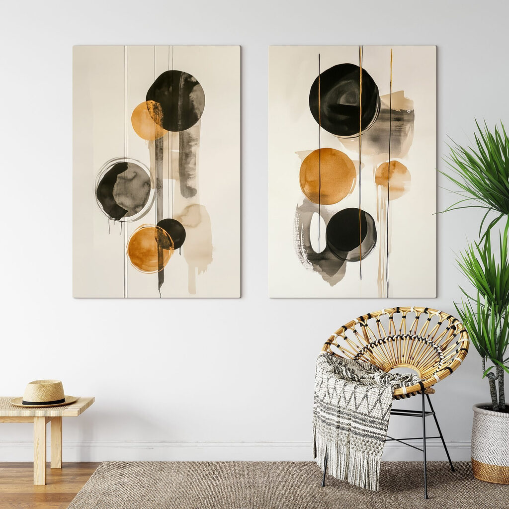 Cercles en lumière ambrée dans un intérieur