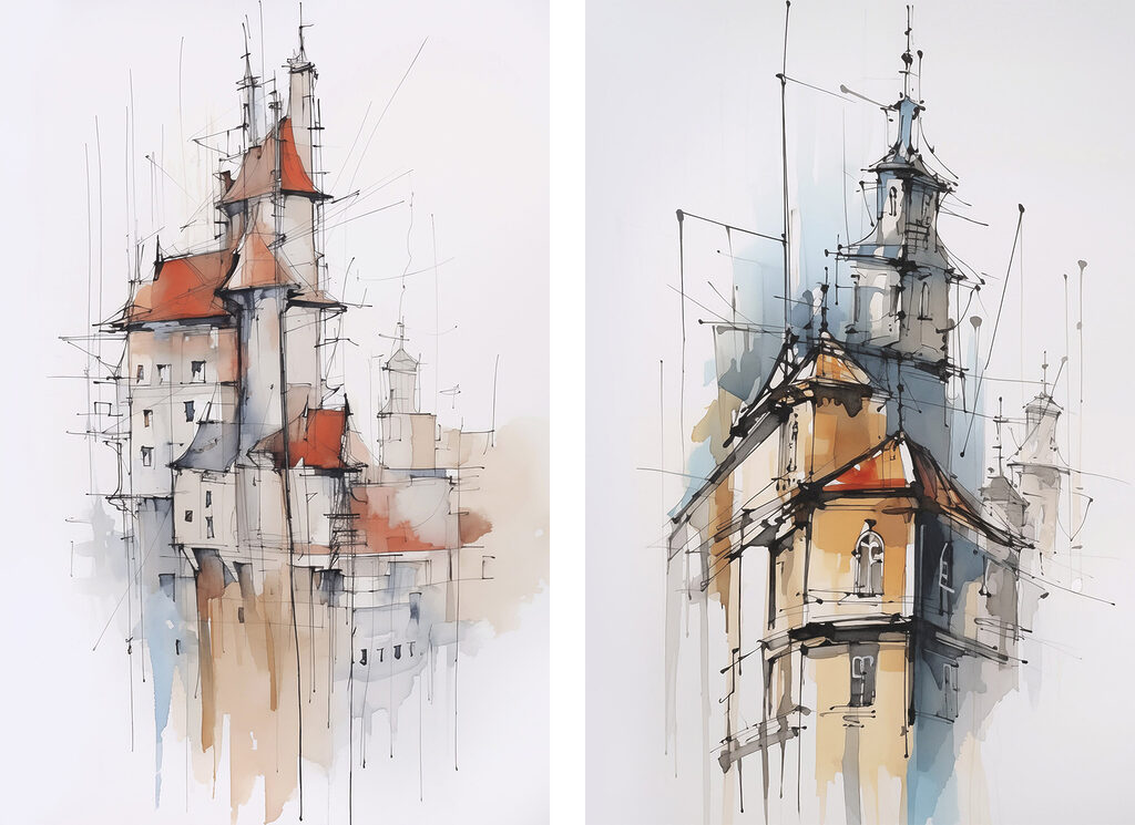 Château en esquisse — motif complet
