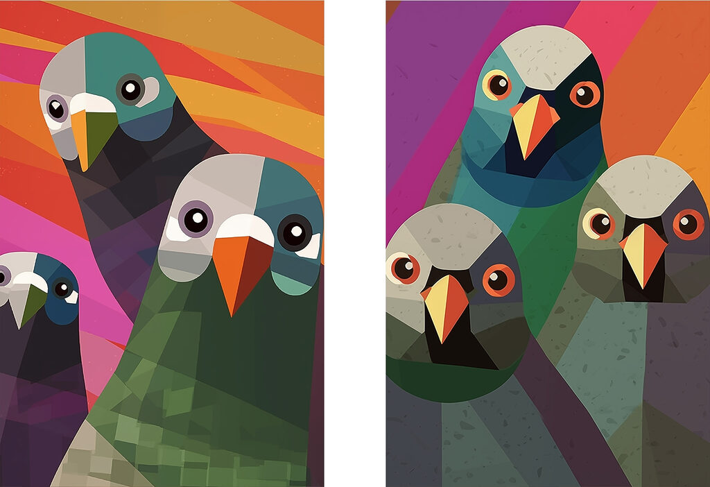 Oiseaux curieux — motif complet