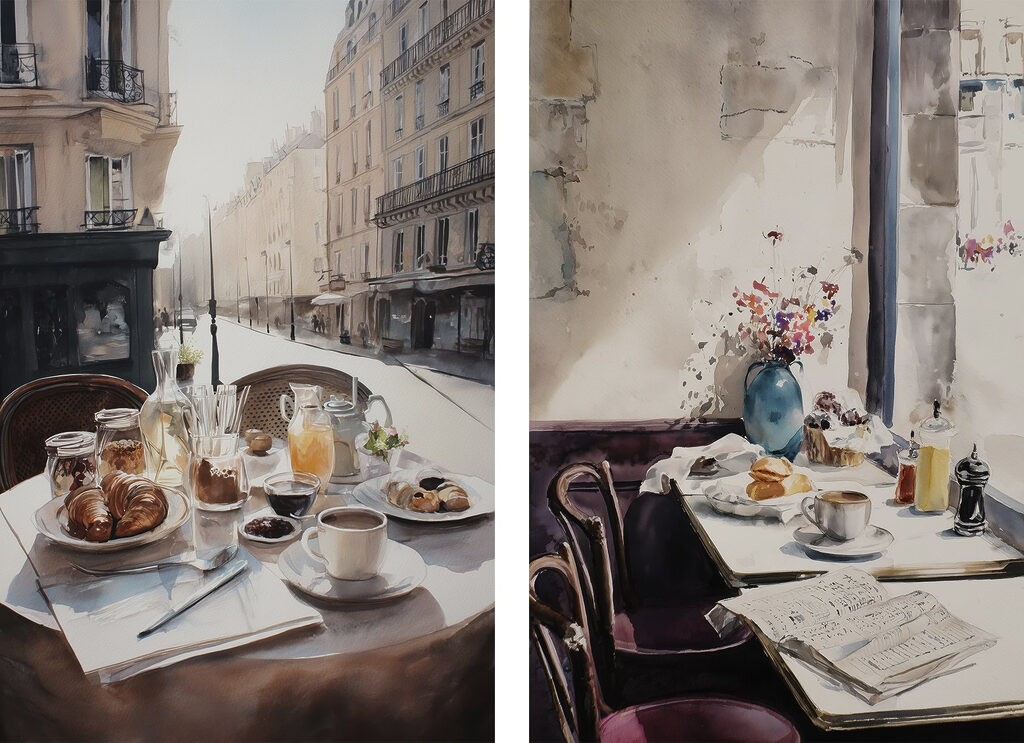 Petit-déjeuner au café — motif complet