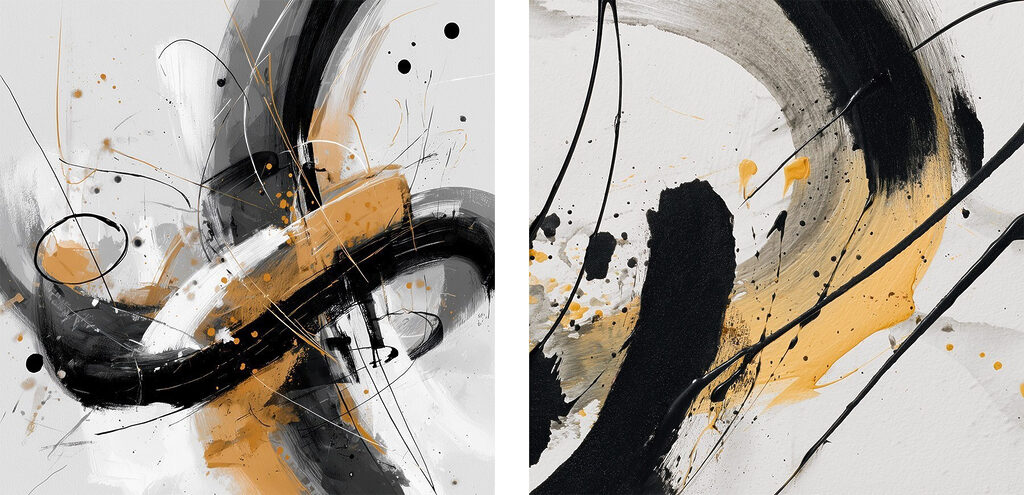 Arabesques noires et jaunes — motif complet