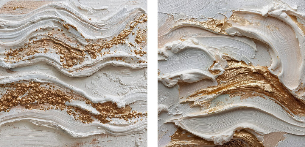Vagues blanches et dorées — motif complet