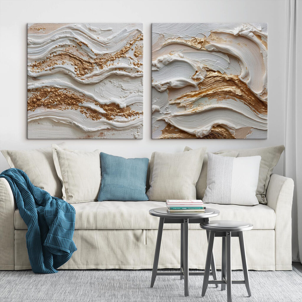 Vagues blanches et dorées — intérieur 2