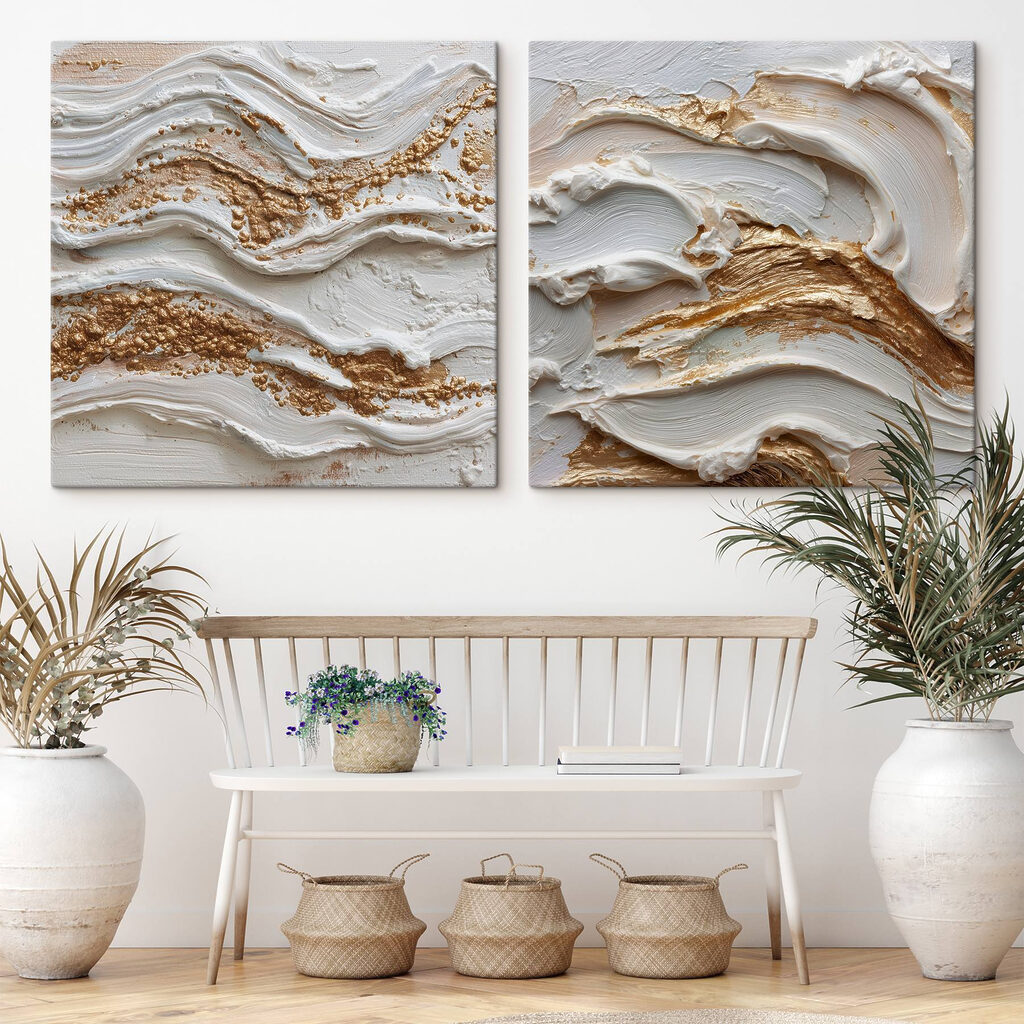 Vagues blanches et dorées — intérieur 1