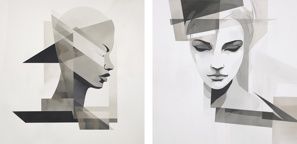 Visages fragmentés — motif complet