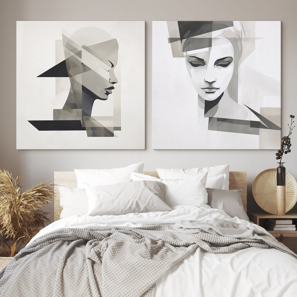 Visages fragmentés dans un intérieur