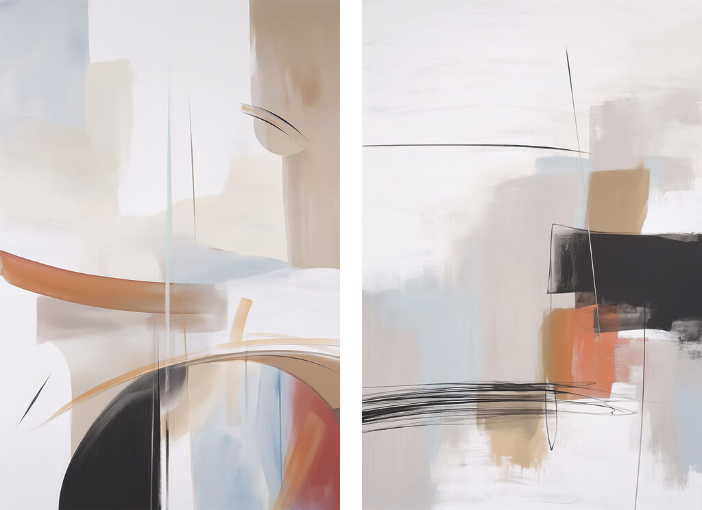 Abstraction pastel et orange — motif complet