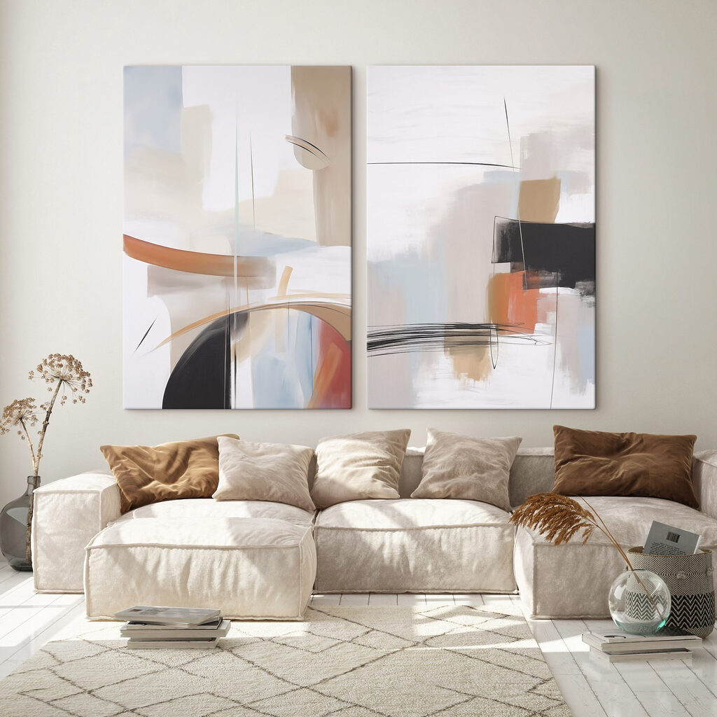 Abstraction pastel et orange — intérieur 2