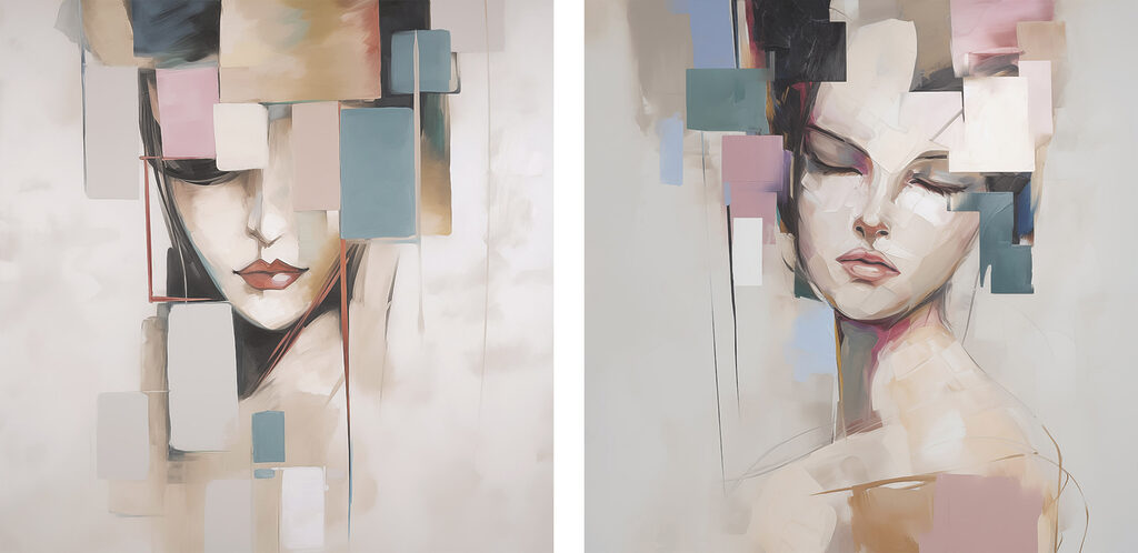 Portraits aux aplats pastel — motif complet
